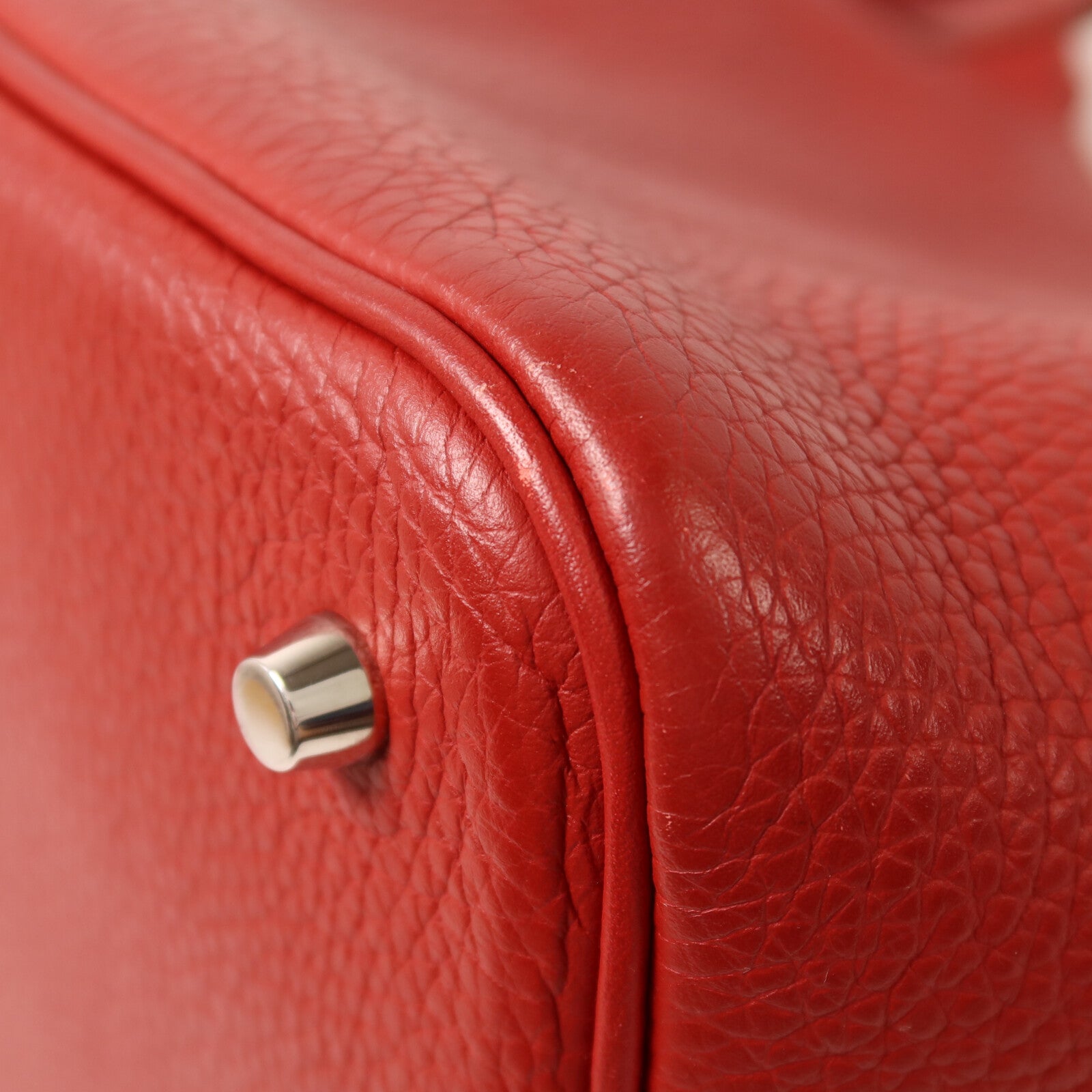 HERMES Clemence皮革Picotin MM扣手挽袋Rouge Garance