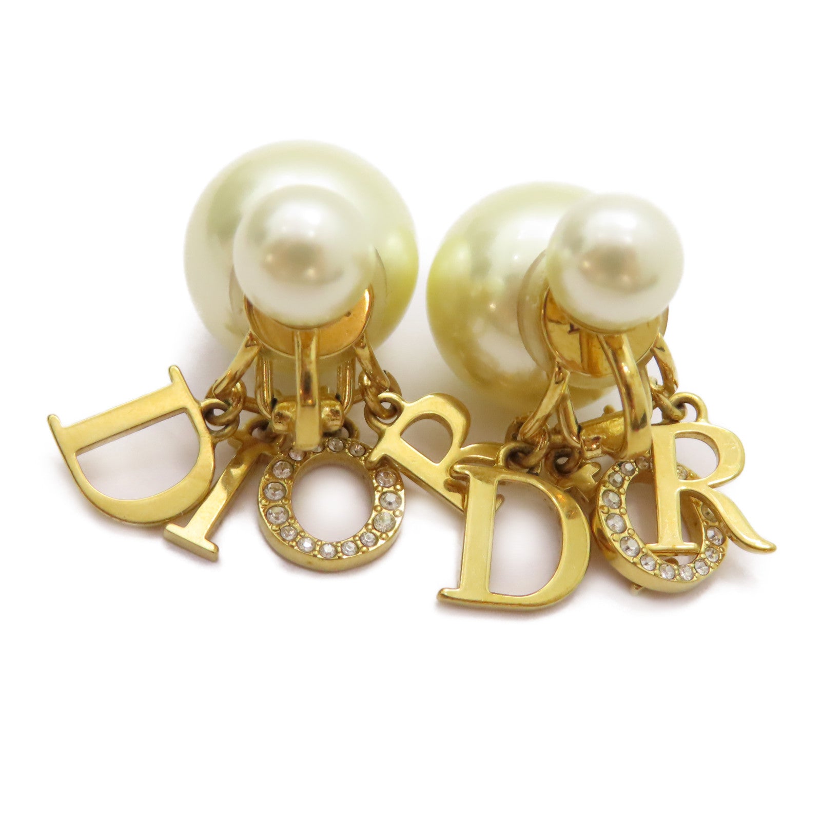 Dior 金屬Earrings耳環白色/金色