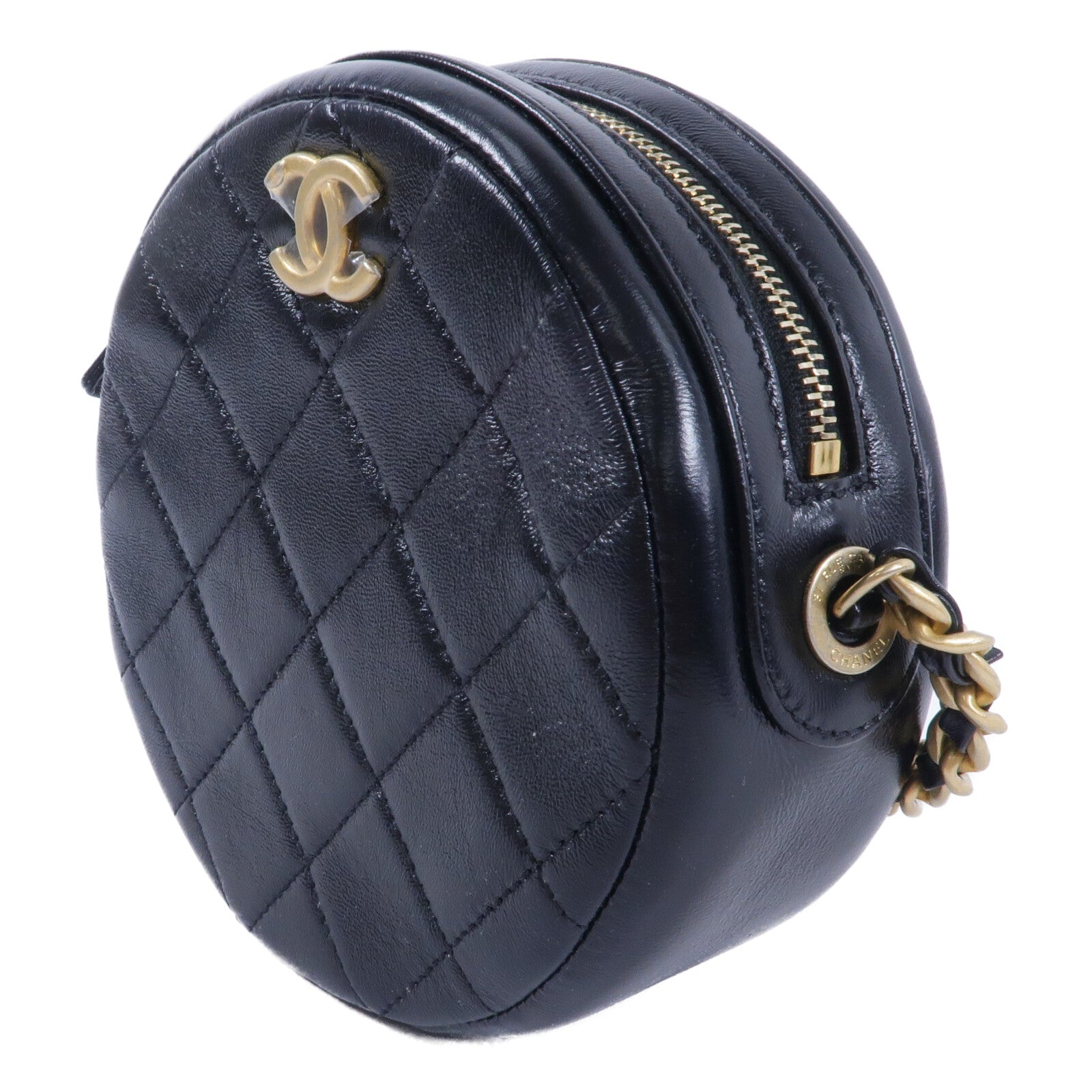 CHANEL 牛皮皮革Round Chain Shoulder Bag鏈帶肩背袋