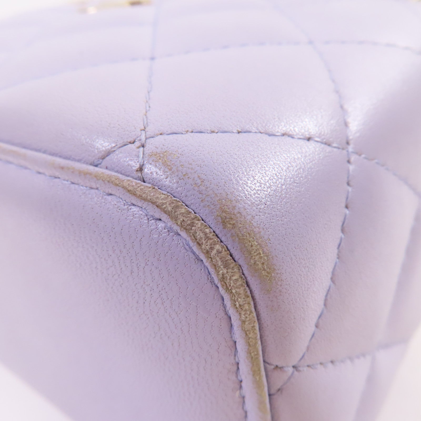CHANEL 菱格羊皮皮革Vanity Case Shoulder Bag金扣鏈帶手挽肩背兩用袋紫色