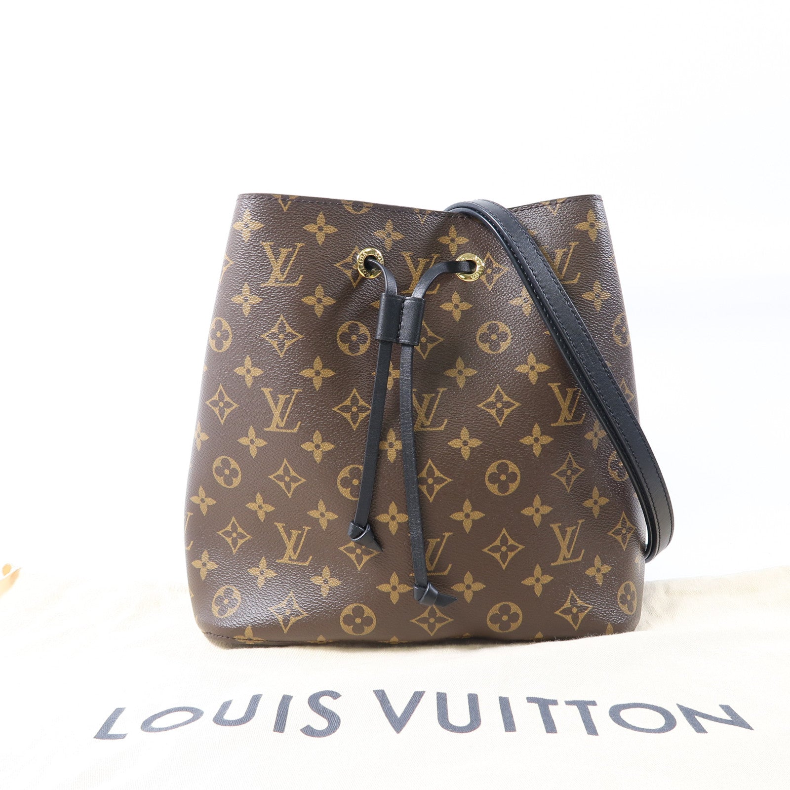 LOUIS VUITTON Monogram Neo Noe MM金扣肩背袋啡色/黑色