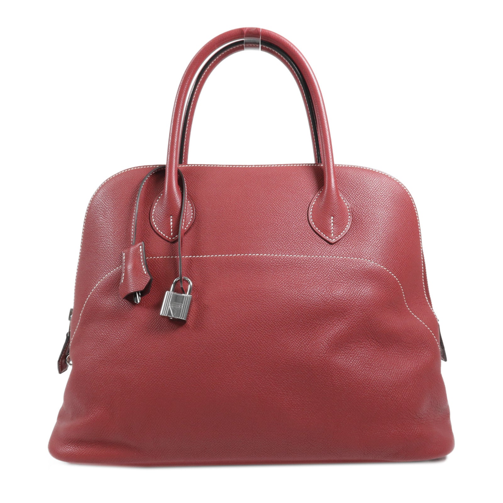 HERMES Epsom皮革Bolide Relax 35銀扣手挽袋Rouge Grenat