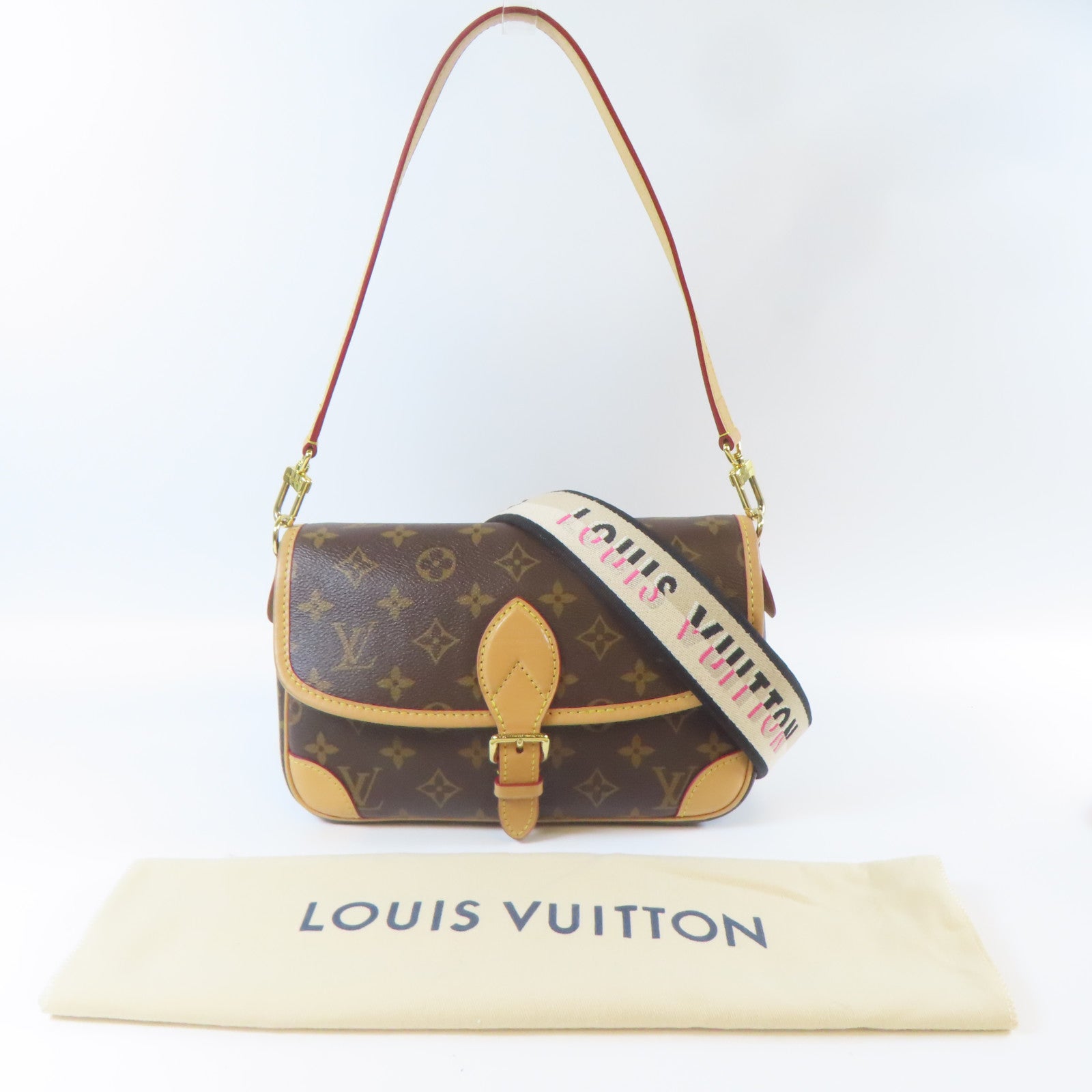 LOUIS VUITTON Monogram Diane金扣手挽肩背兩用袋啡色