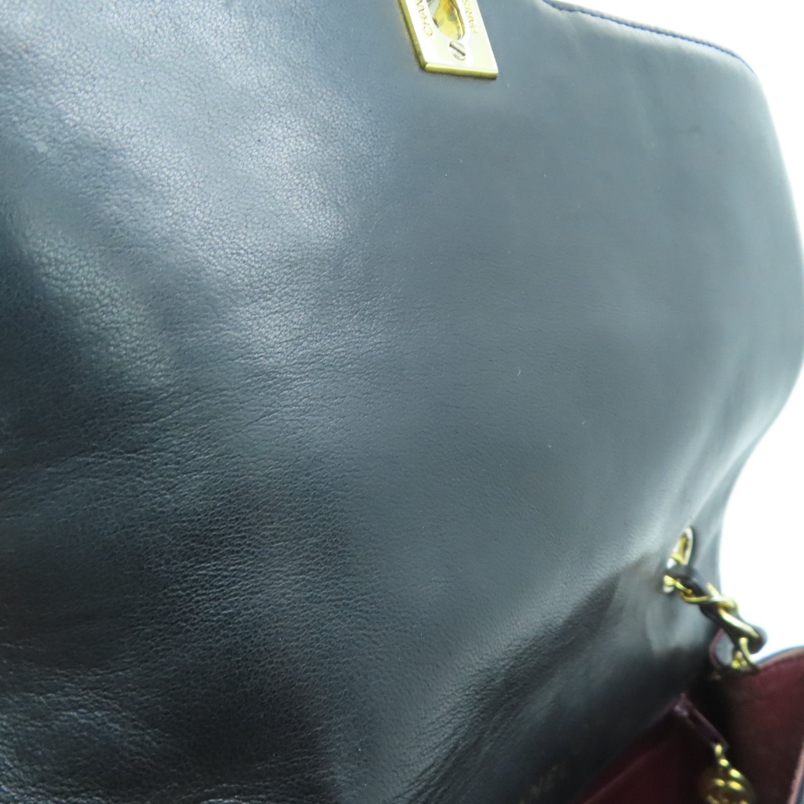 CHANEL 菱格羊皮皮革Chain Shoulder金扣肩背袋黑色