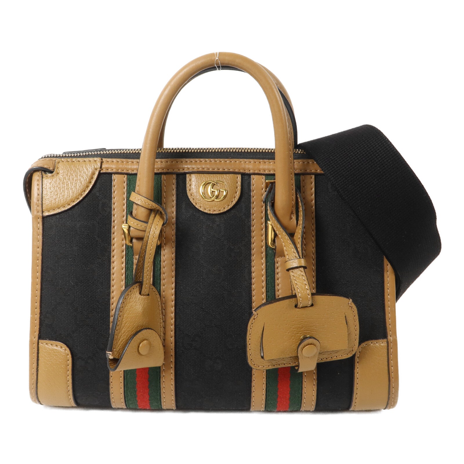 GUCCI 帆布/牛皮皮革Bauletto Medium Top手挽肩背兩用袋