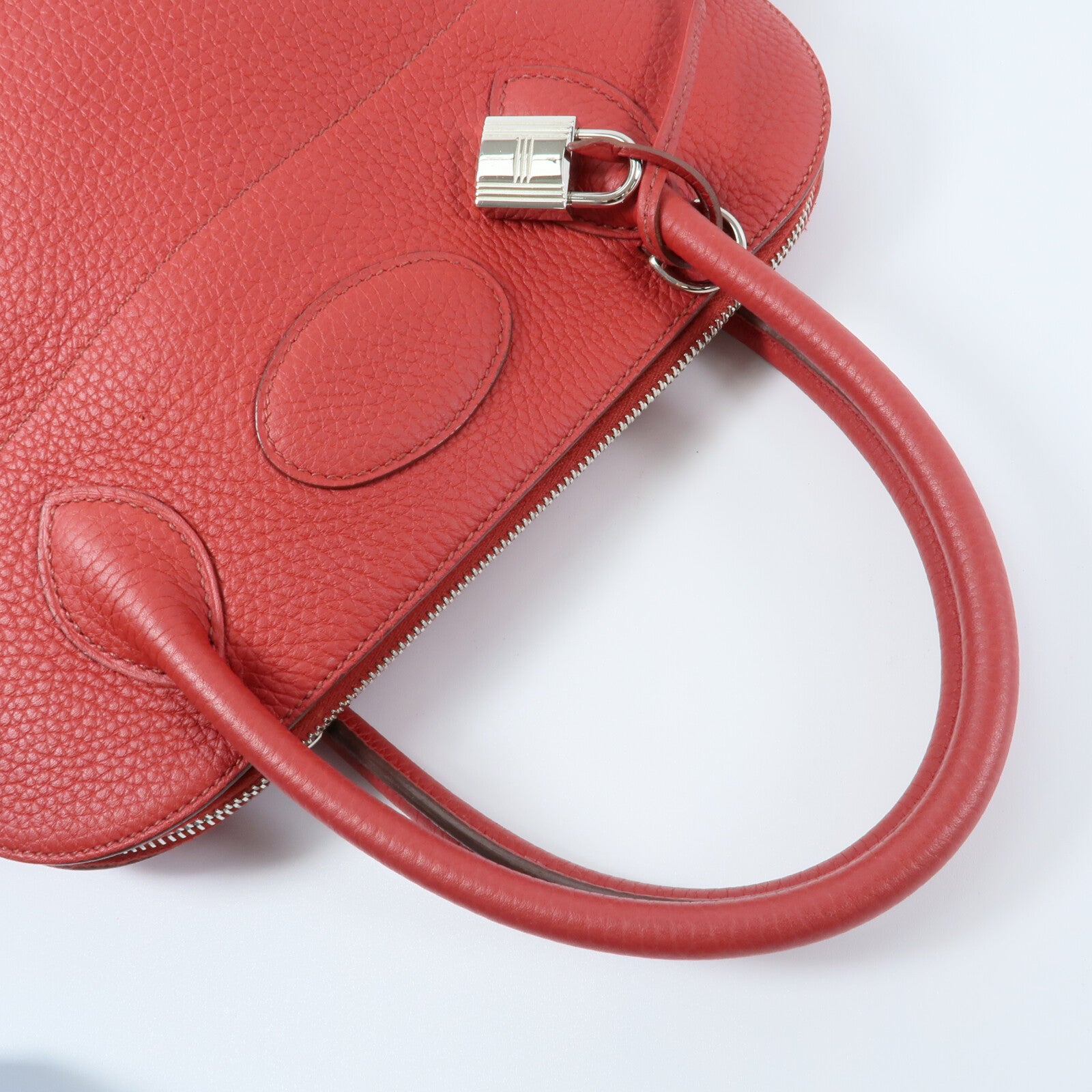 HERMES Clemence皮革Bolide 31手挽肩背兩用袋Rouge Casaque