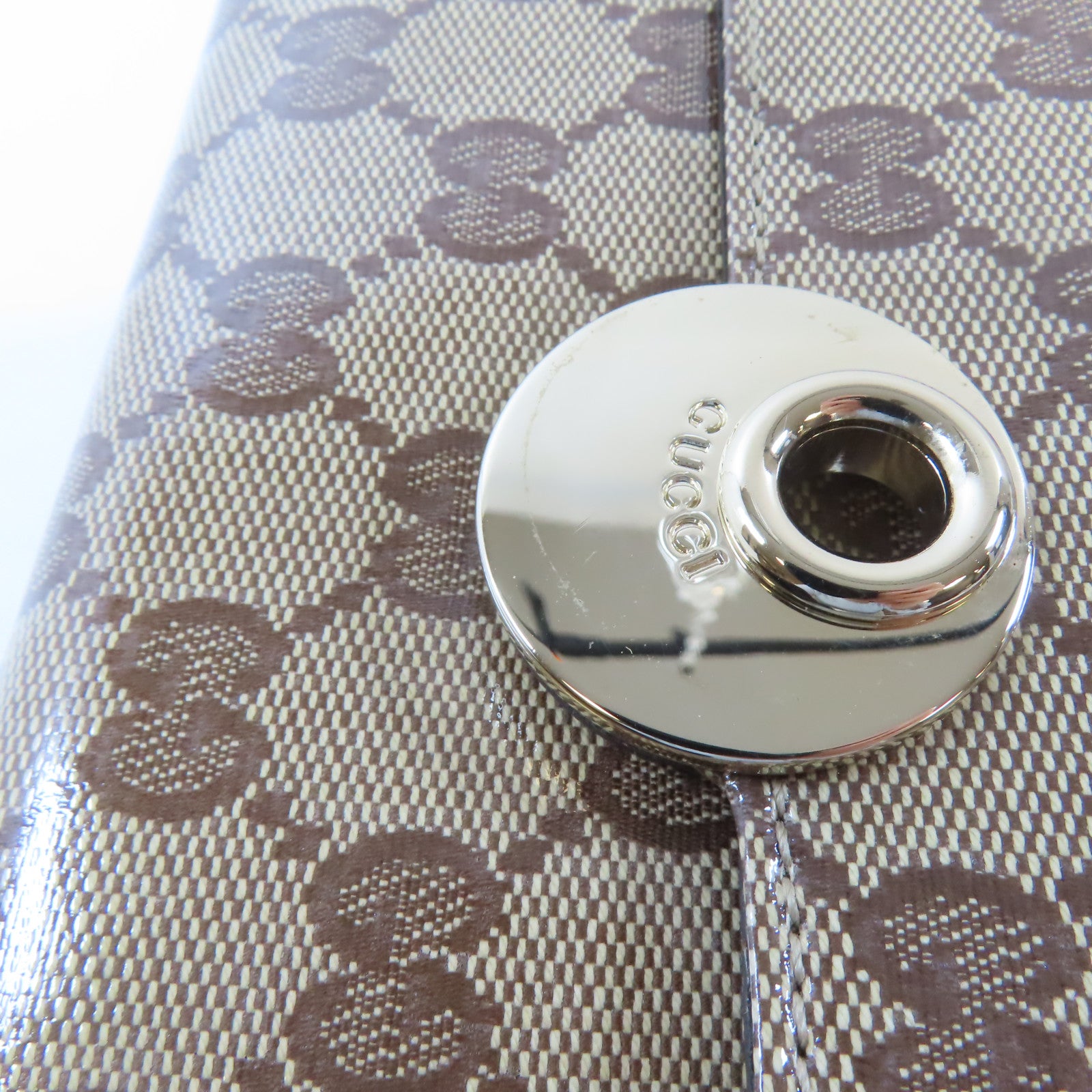 GUCCI 塗層帆布Long Wallet金扣長錢包啡色