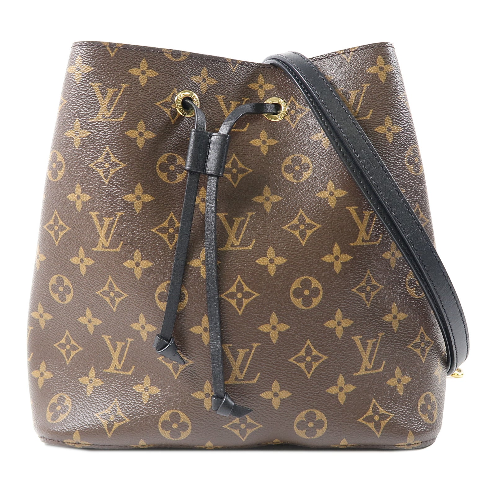 LOUIS VUITTON Monogram Neo Noe MM金扣肩背袋啡色/黑色