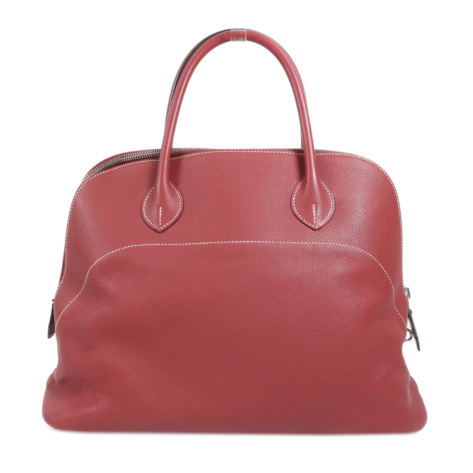 HERMES Epsom皮革Bolide Relax 35銀扣手挽袋Rouge Grenat