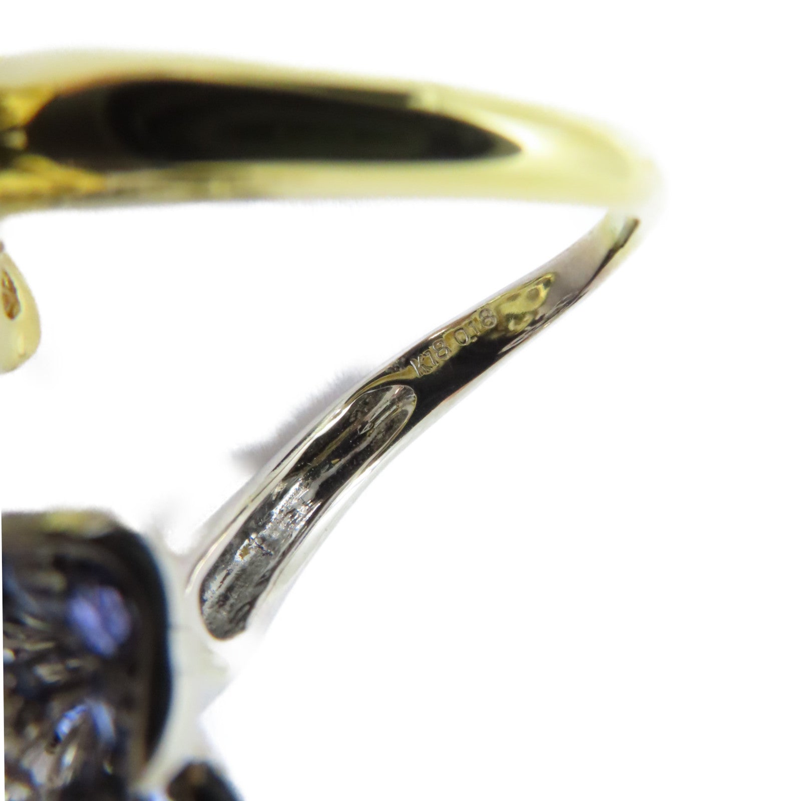 JEWELRY 【激減優惠】18K黃金/18K白金/1.8ct藍寶石/0.18ct鑽石Sapphire Ring戒指US#4.5