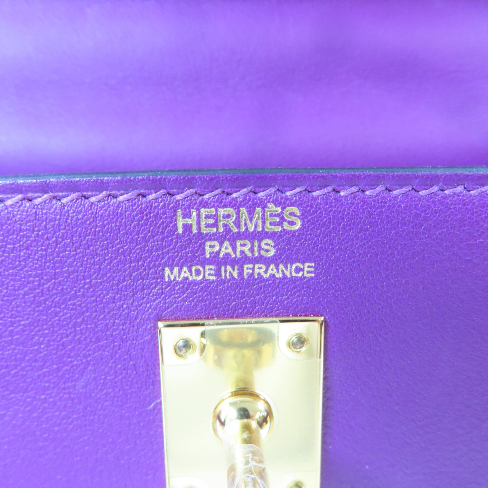 HERMES 【激減優惠】Swift皮革Kelly 25金扣手挽肩背兩用袋紫色