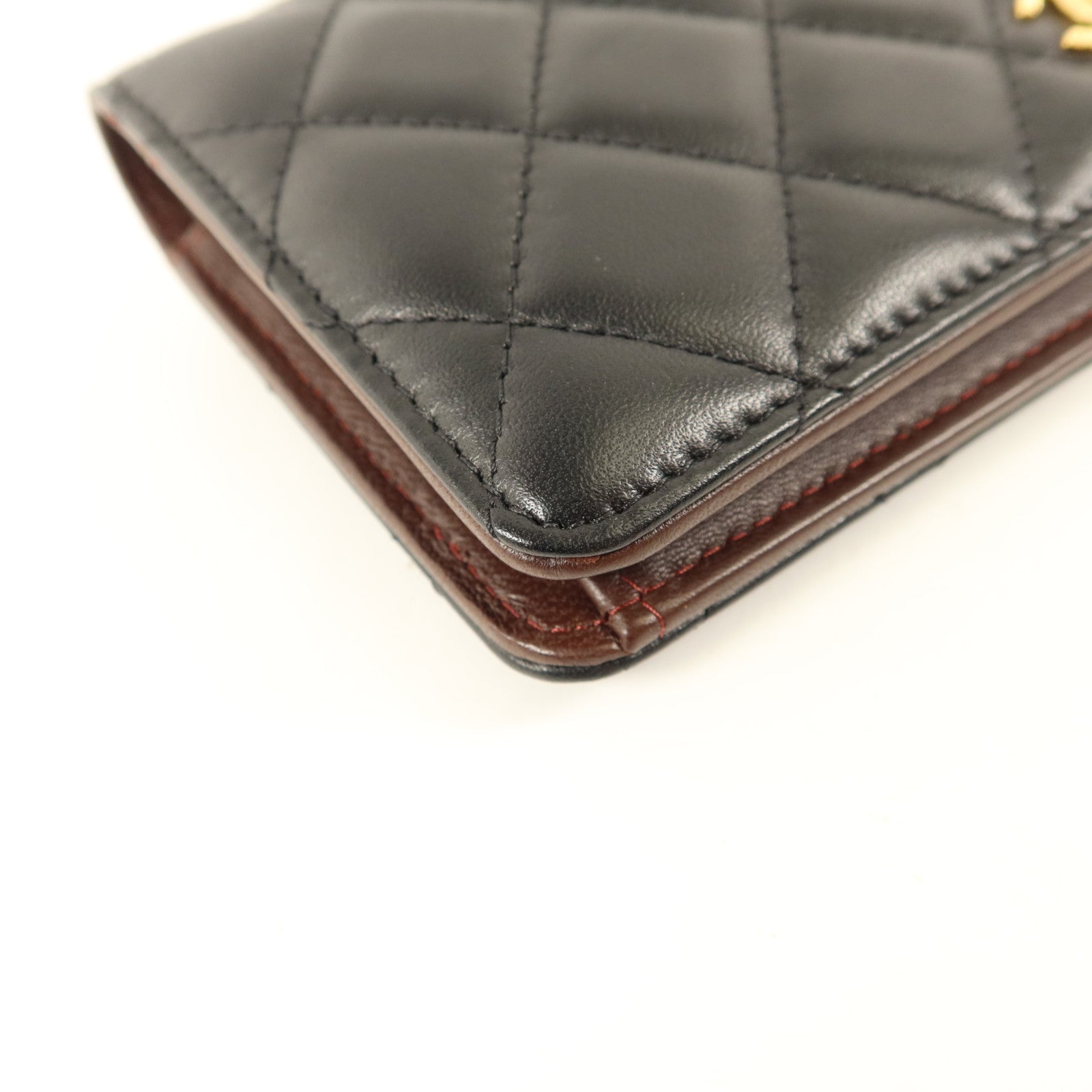 CHANEL 羊皮皮革Long Bifold Wallet金扣長錢包