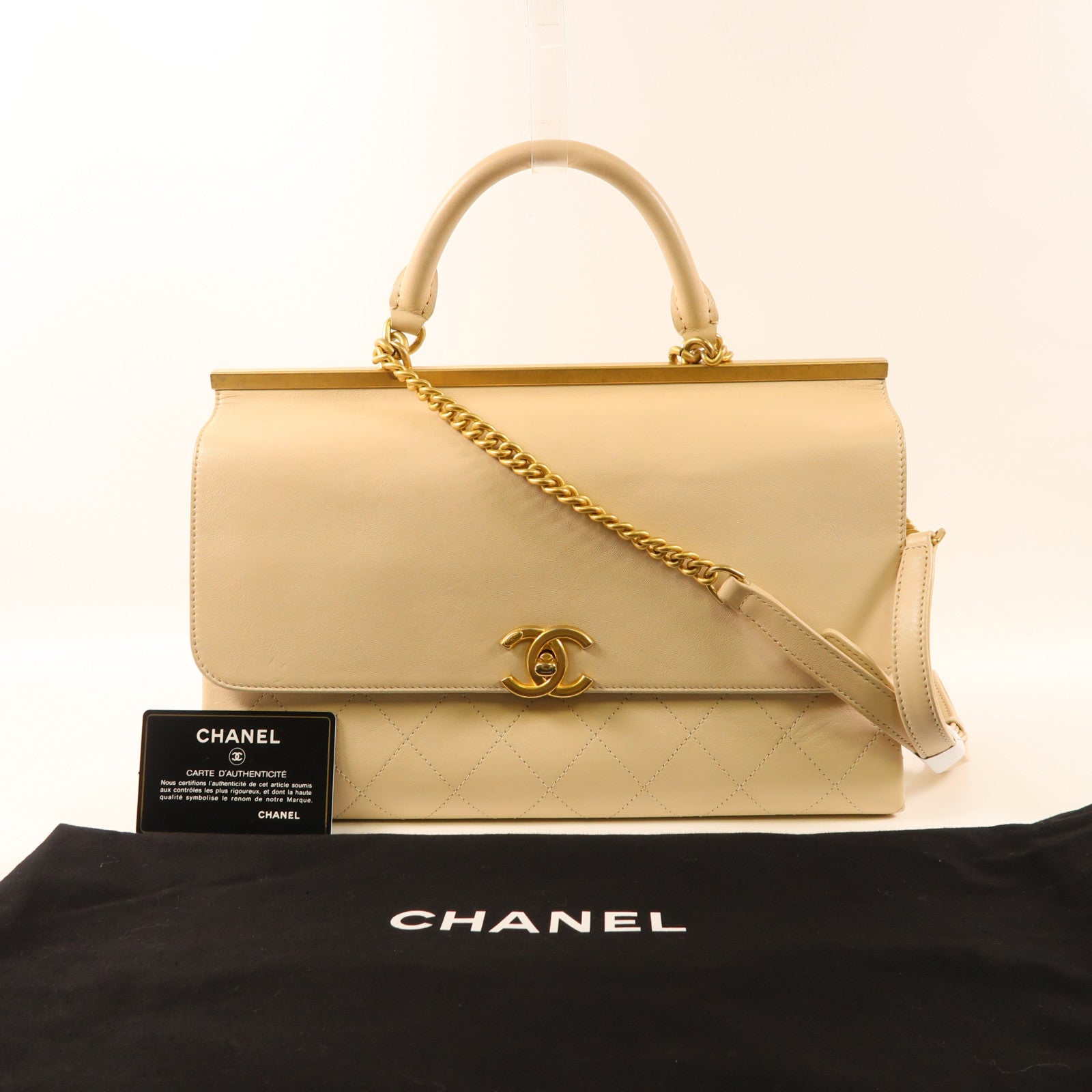 CHANEL 牛皮皮革Coco Luxe金扣手挽肩背兩用袋