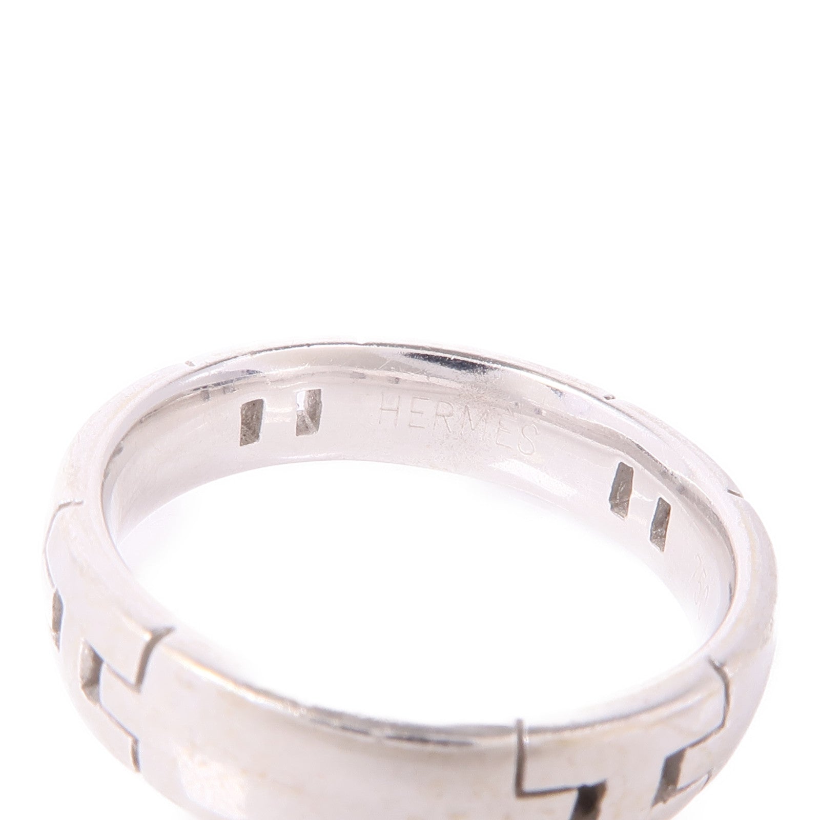 HERMES H Ring 18K White Gold US#8.75