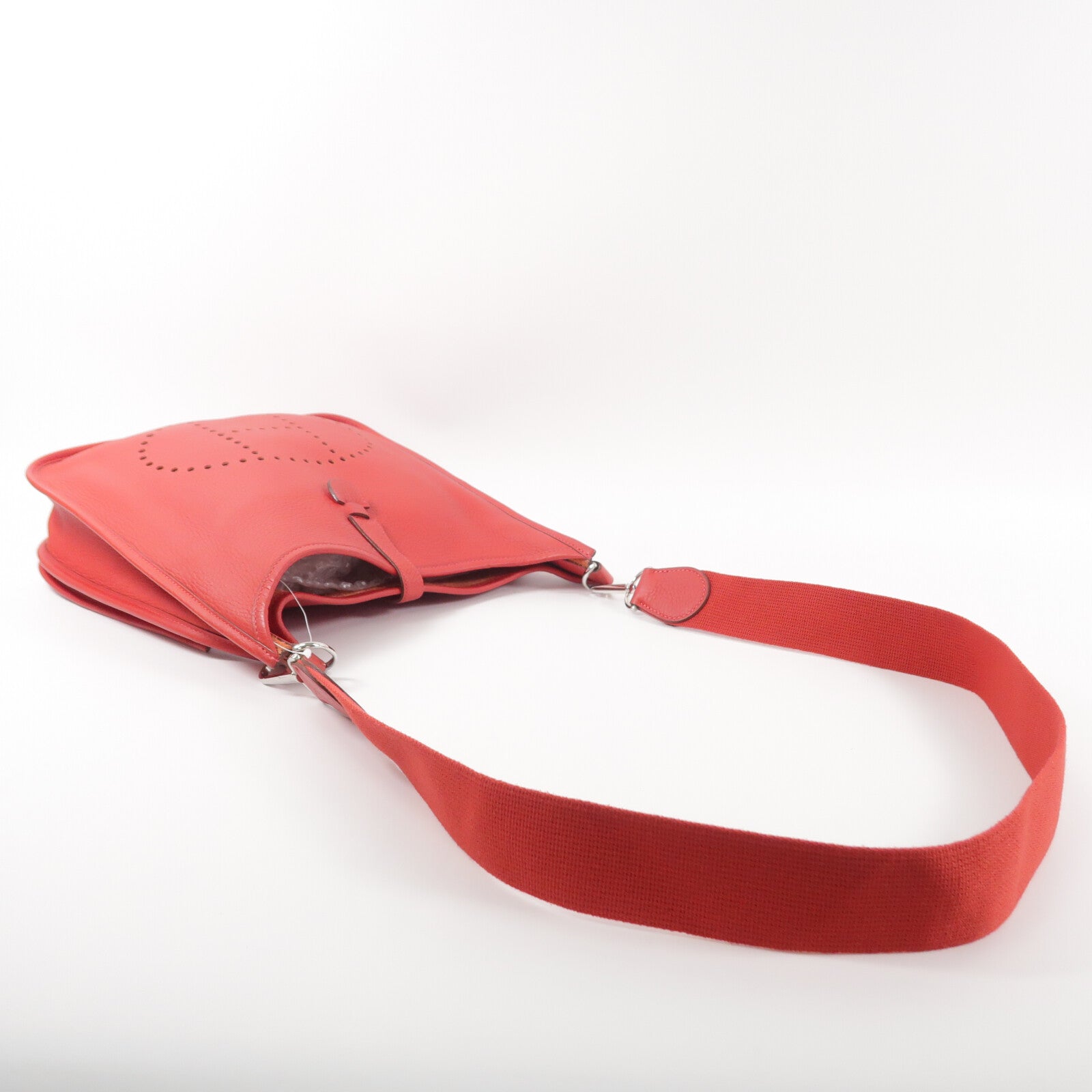 HERMES Clemence皮革Evelyne PM肩背袋Rouge Casaque