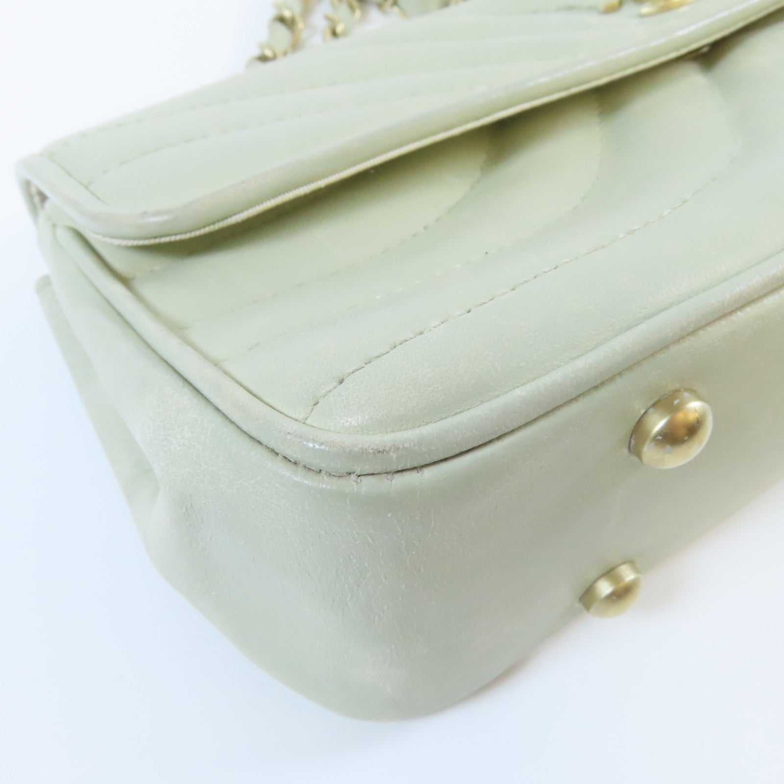 CHANEL **【激減優惠】牛皮皮革Chain Shoulder Bag金扣鏈帶肩背袋淺綠色
