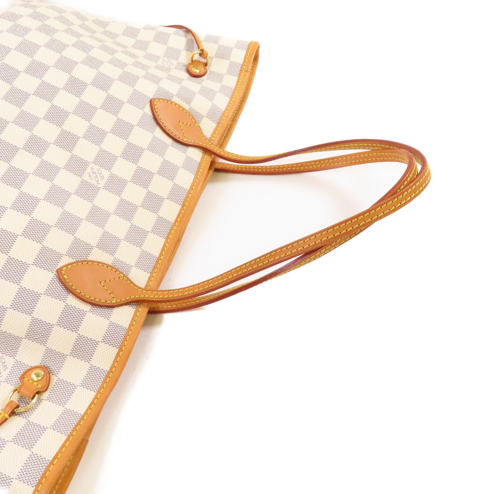 LOUIS VUITTON 【激減優惠】Damier Azur Neverfull MM Tote Bag金扣肩背袋米白色