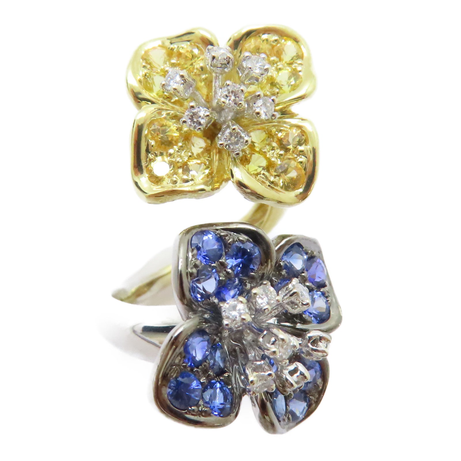 JEWELRY 【激減優惠】18K黃金/18K白金/1.8ct藍寶石/0.18ct鑽石Sapphire Ring戒指US#4.5