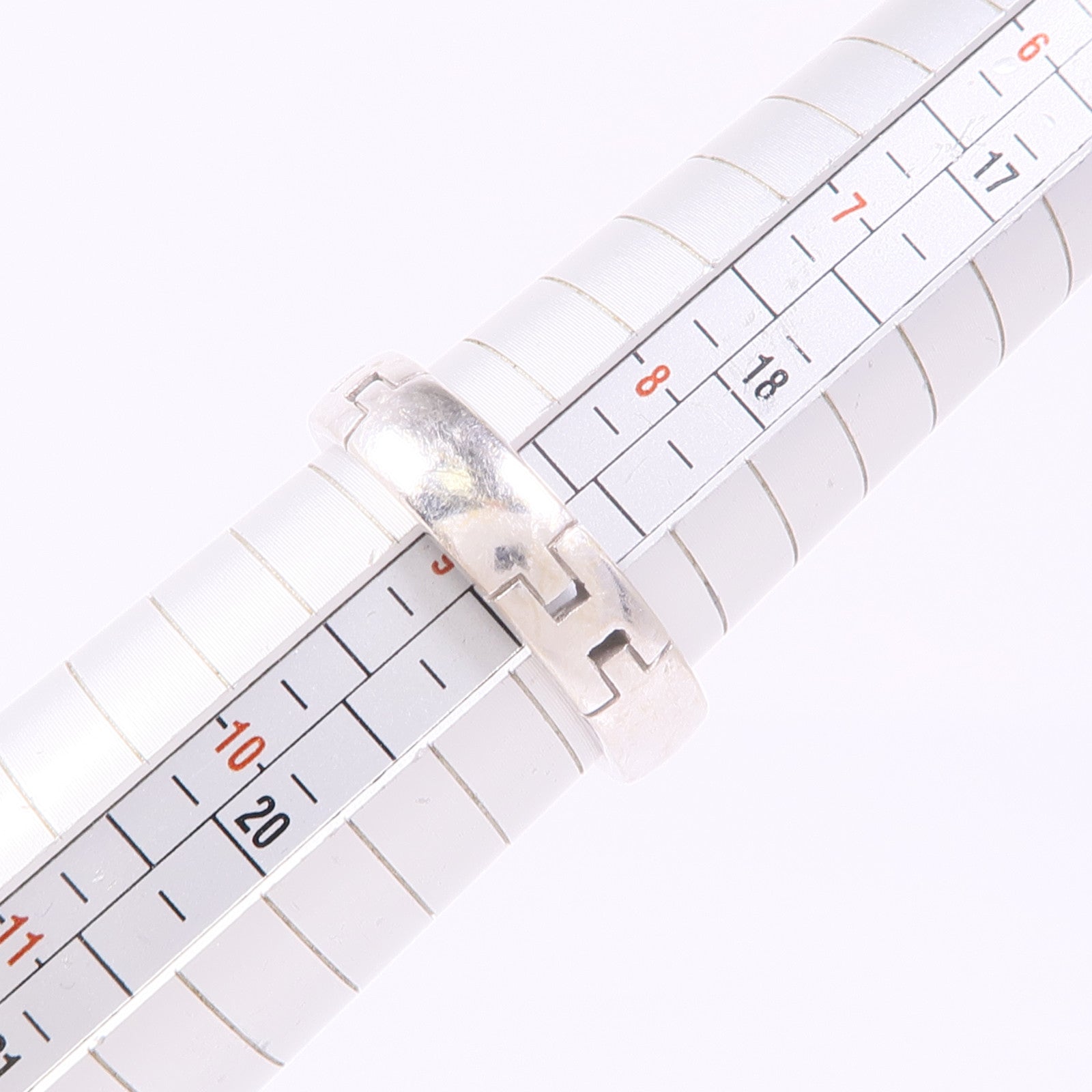 HERMES 18K白金H Ring戒指US#8.75