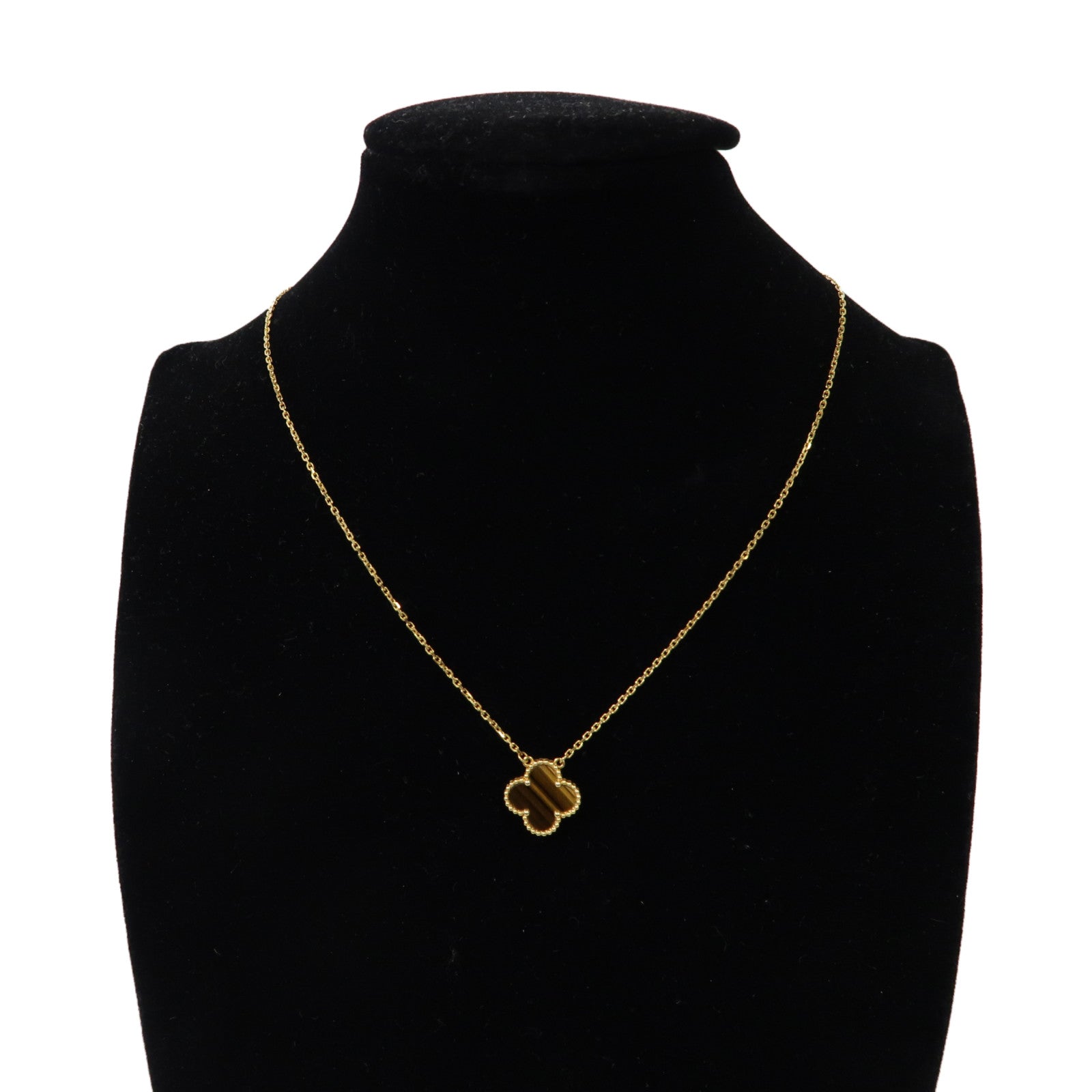 Van Cleef & Arpels 18K黃金/虎眼石Vintage Alhambra Pendant項鍊金色