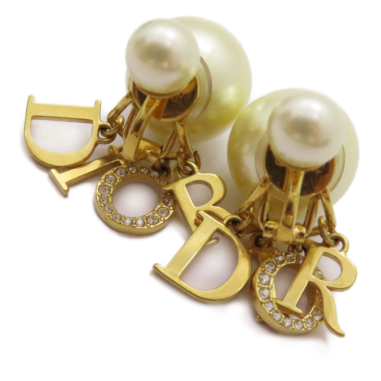 Dior 金屬Earrings耳環白色/金色