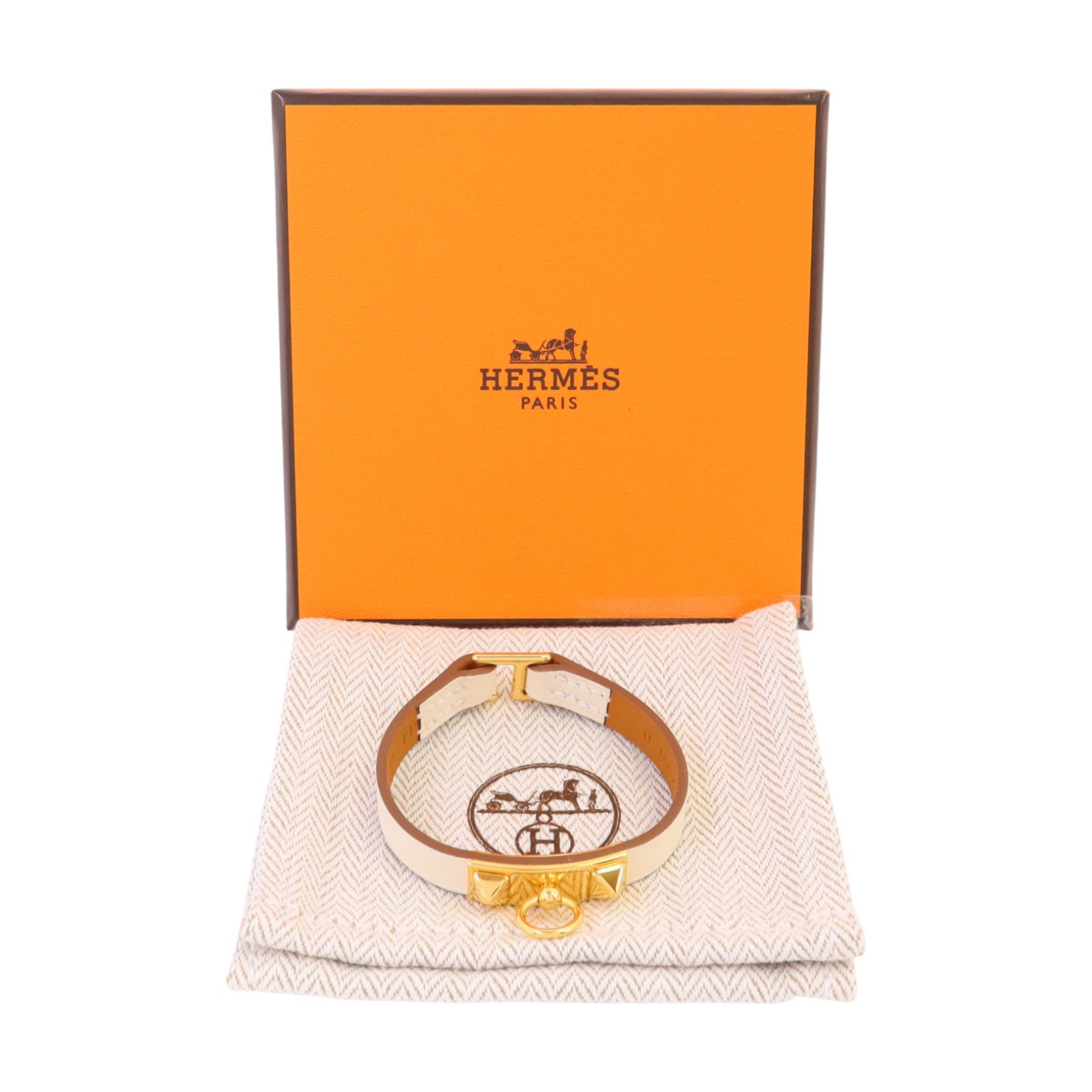 HERMES Swift皮革Mini Rivale Bracelet金扣手鏈