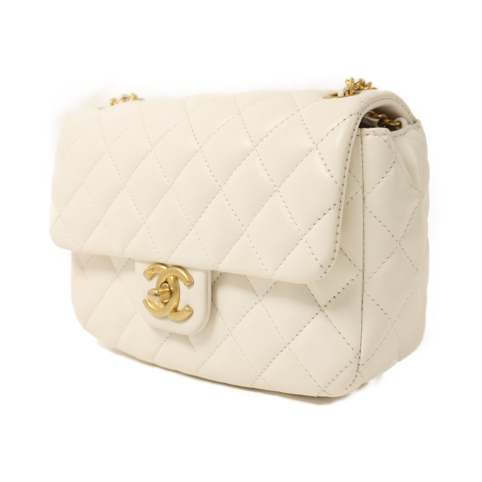 CHANEL 羊皮皮革Chain Shoulder金扣鏈帶肩背袋
