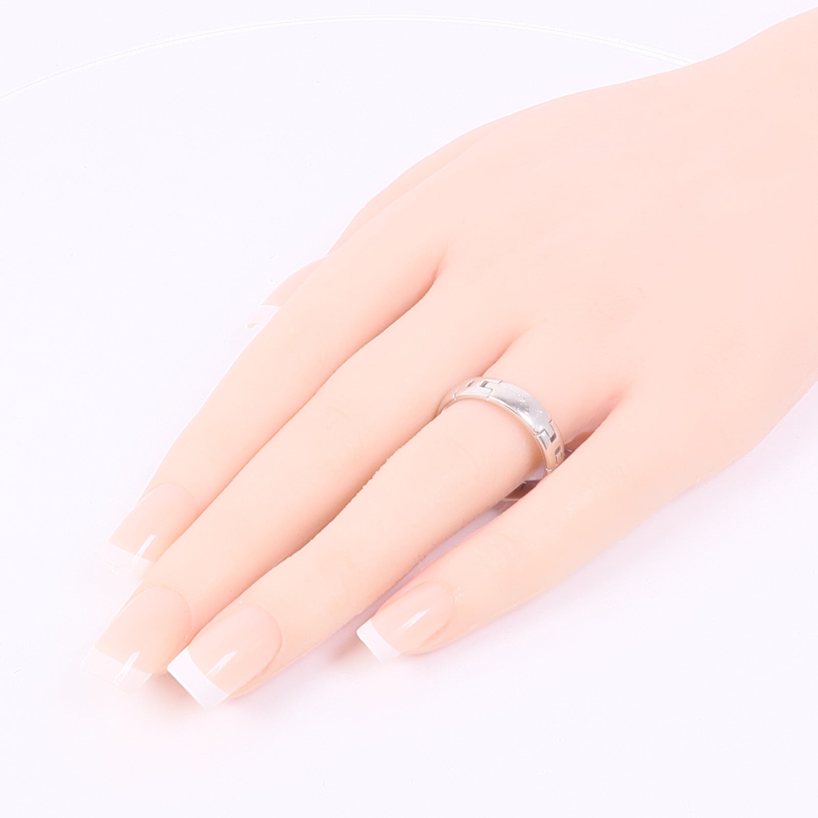 HERMES H Ring 18K White Gold US#8.75