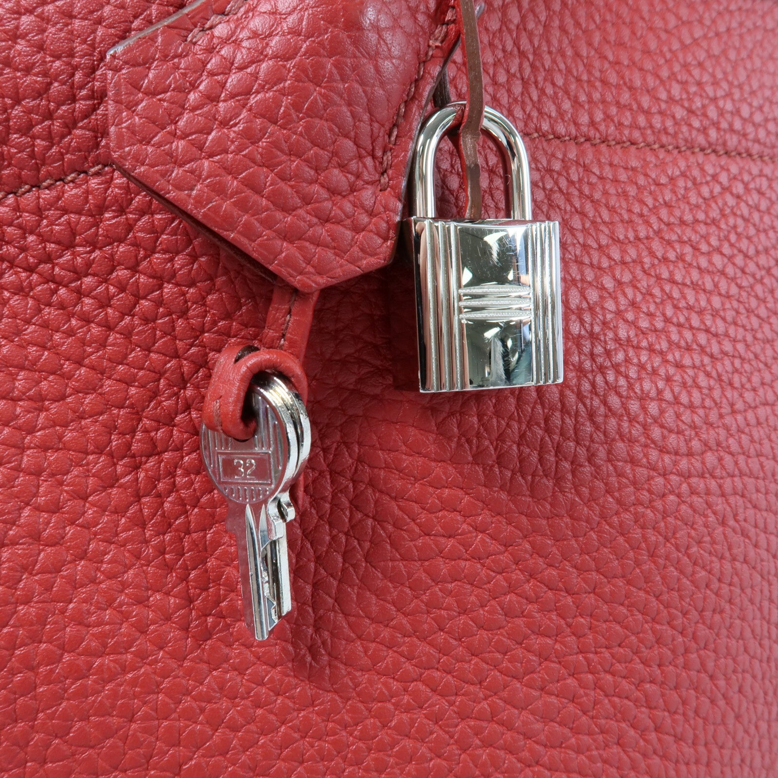 HERMES Clemence皮革Bolide 31手挽肩背兩用袋Rouge Casaque