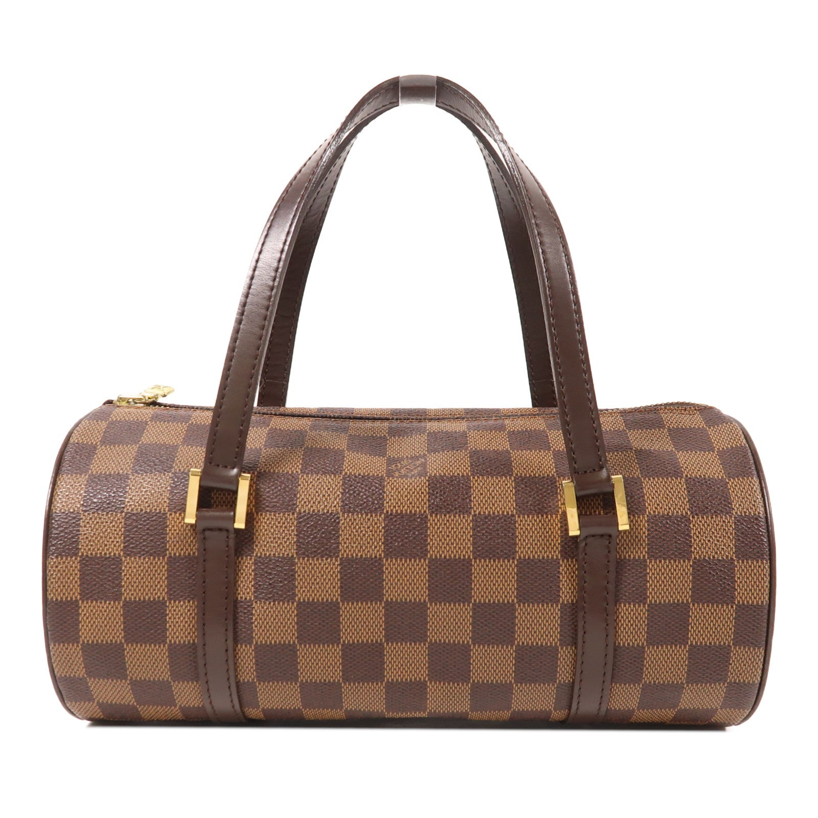 LOUIS VUITTON Damier Papillon PM金扣手挽袋棕色