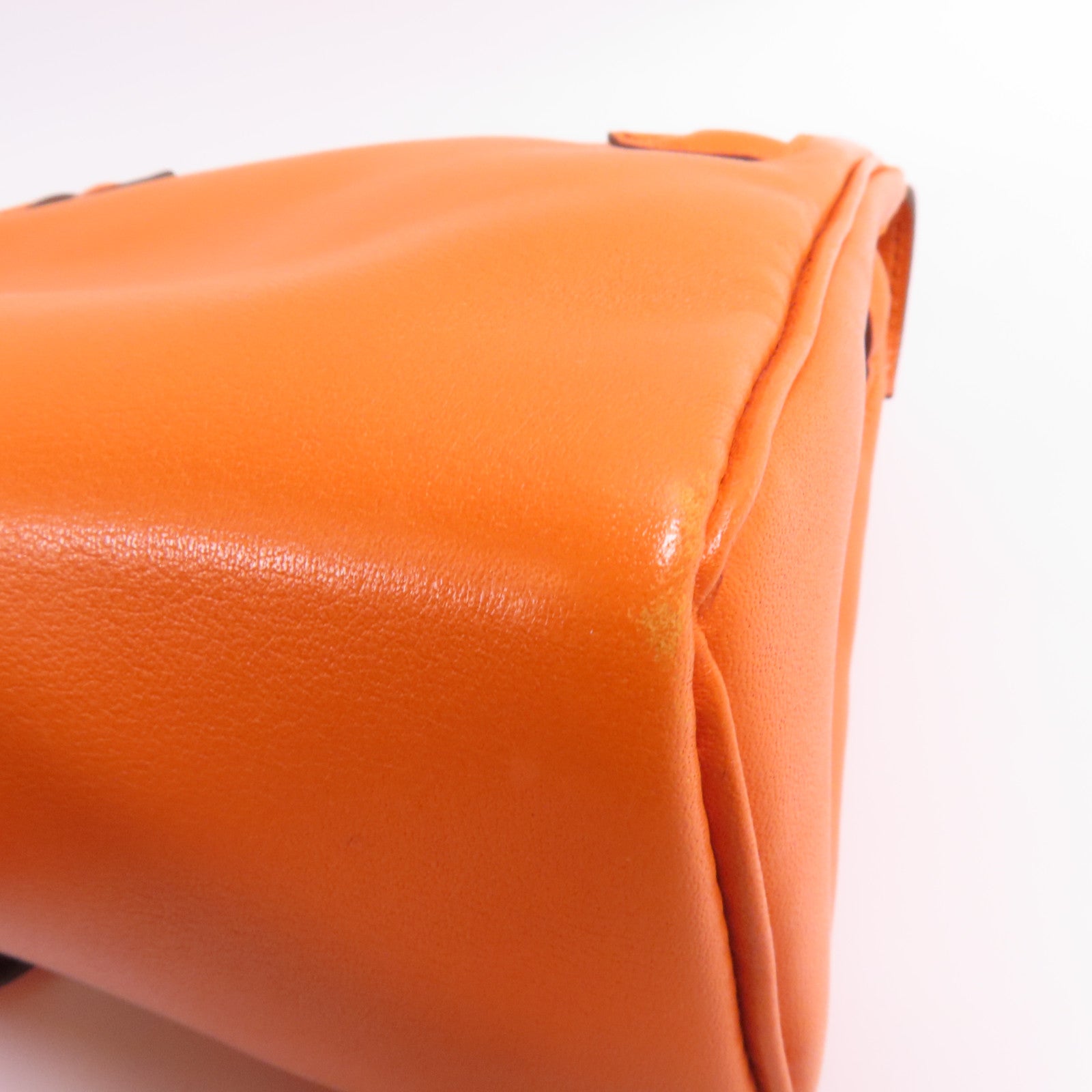 HERMES Swift皮革Kelly Doll銀扣手挽袋Orange