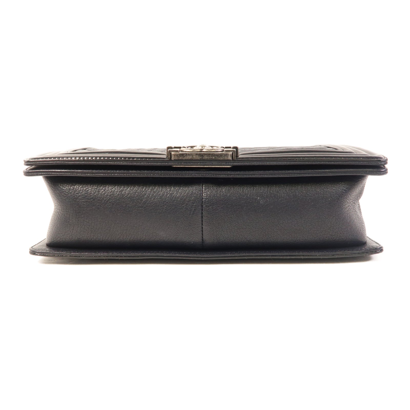 CHANEL CC Boy 28 Chain Shoulder Bag Calfskin Leather Black