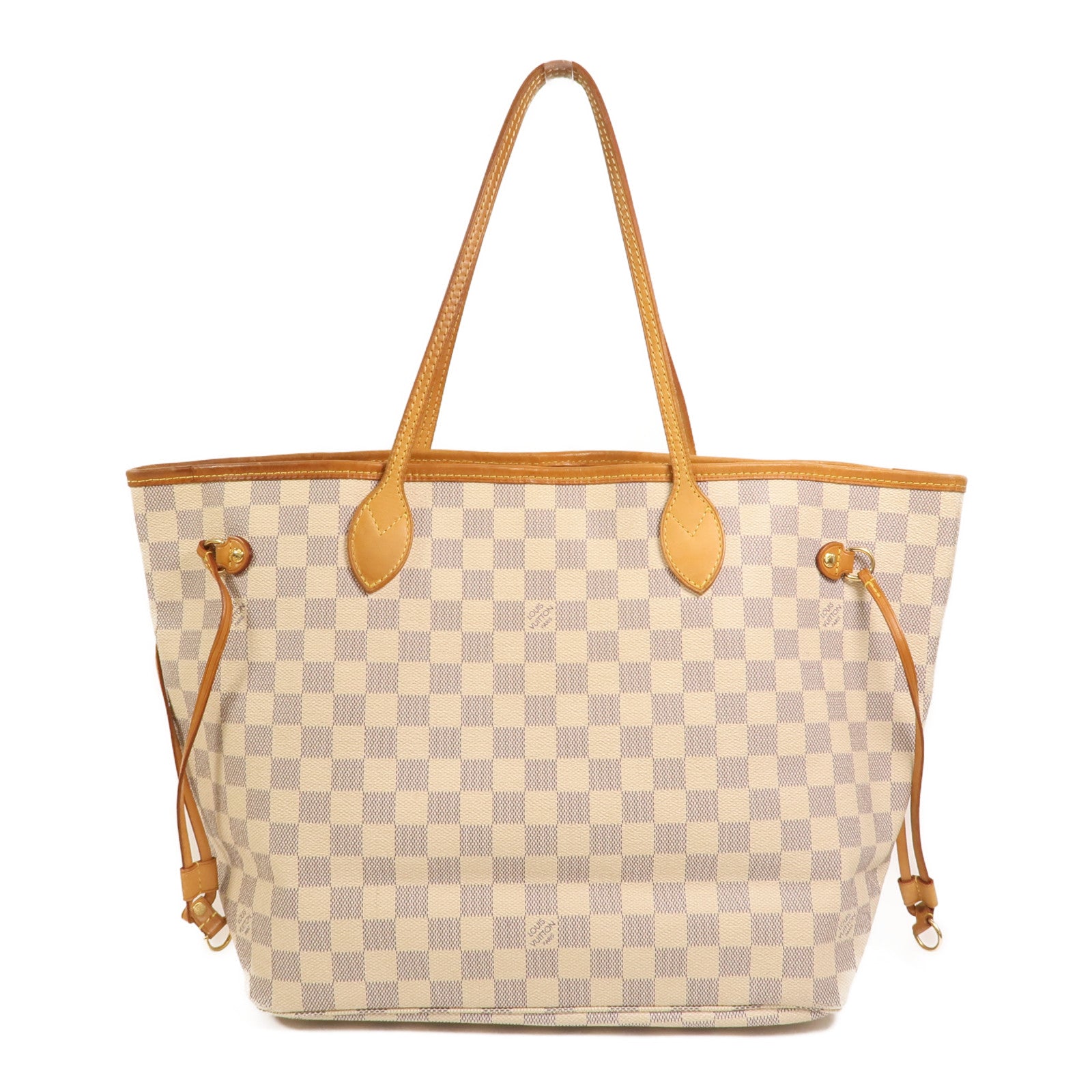 LOUIS VUITTON Damier Azur Neverfull MM金扣手挽袋