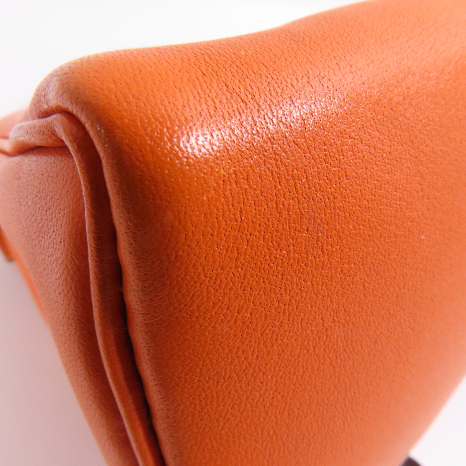 HERMES Swift皮革Kelly Doll銀扣手挽袋Orange