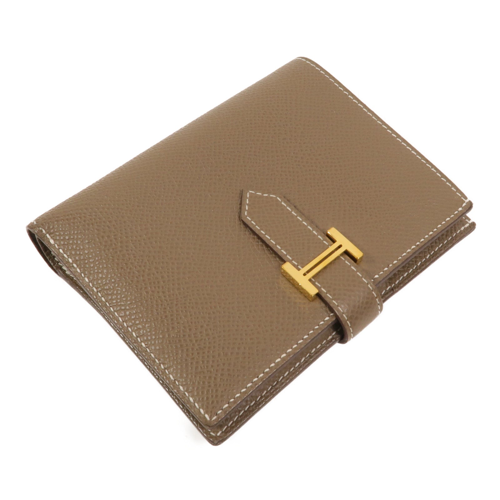 HERMES Epsom皮革Bearn Compact Wallet錢包Etoupe