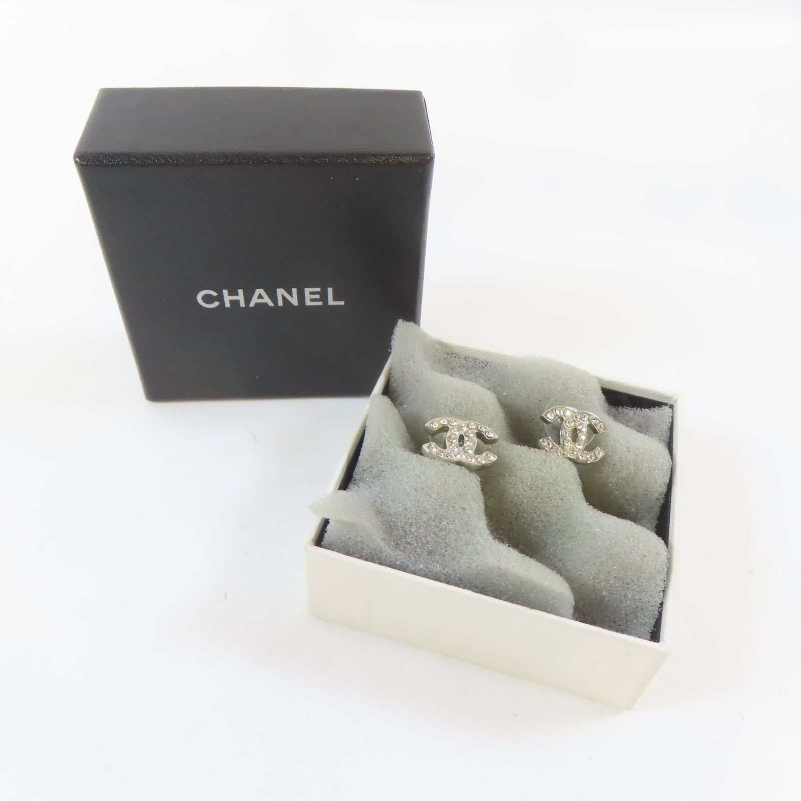 CHANEL 金屬/水晶Earrings耳環銀色