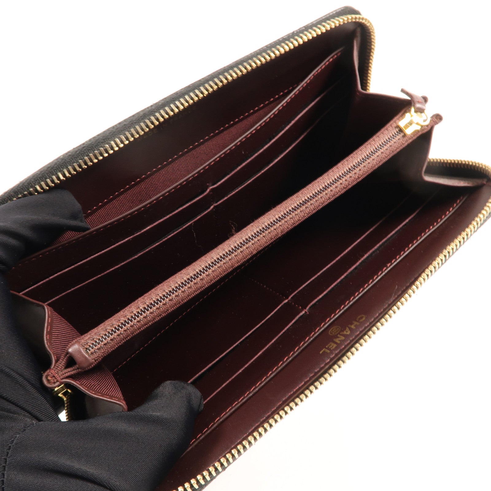 CHANEL 牛皮皮革Long Wallet金扣長錢包