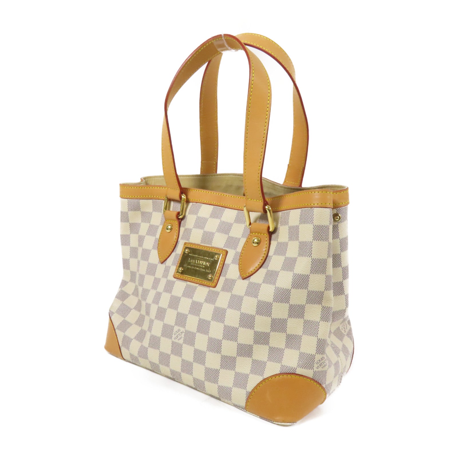 LOUIS VUITTON Damier Azur Hampstead PM金扣手挽袋