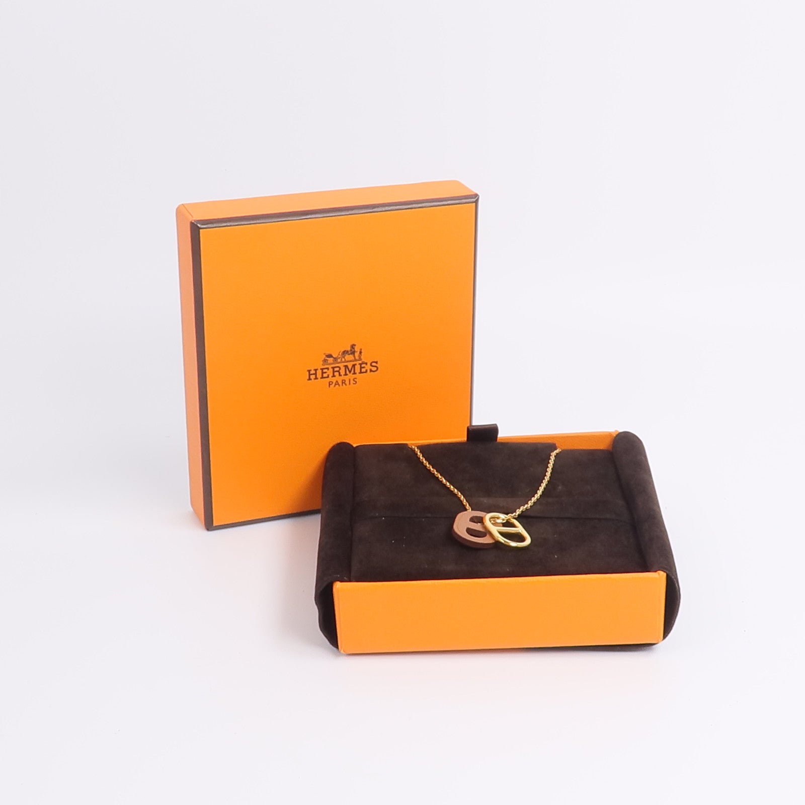 HERMES 金屬/Swift皮革O'Maillon Necklace項鍊Gold