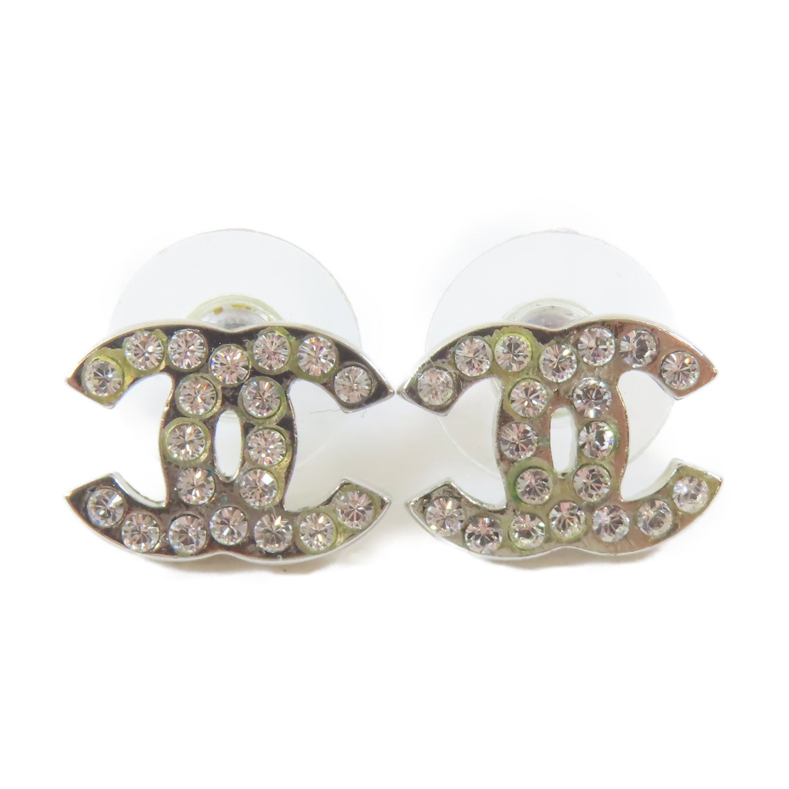 CHANEL 金屬/水晶Earrings耳環銀色