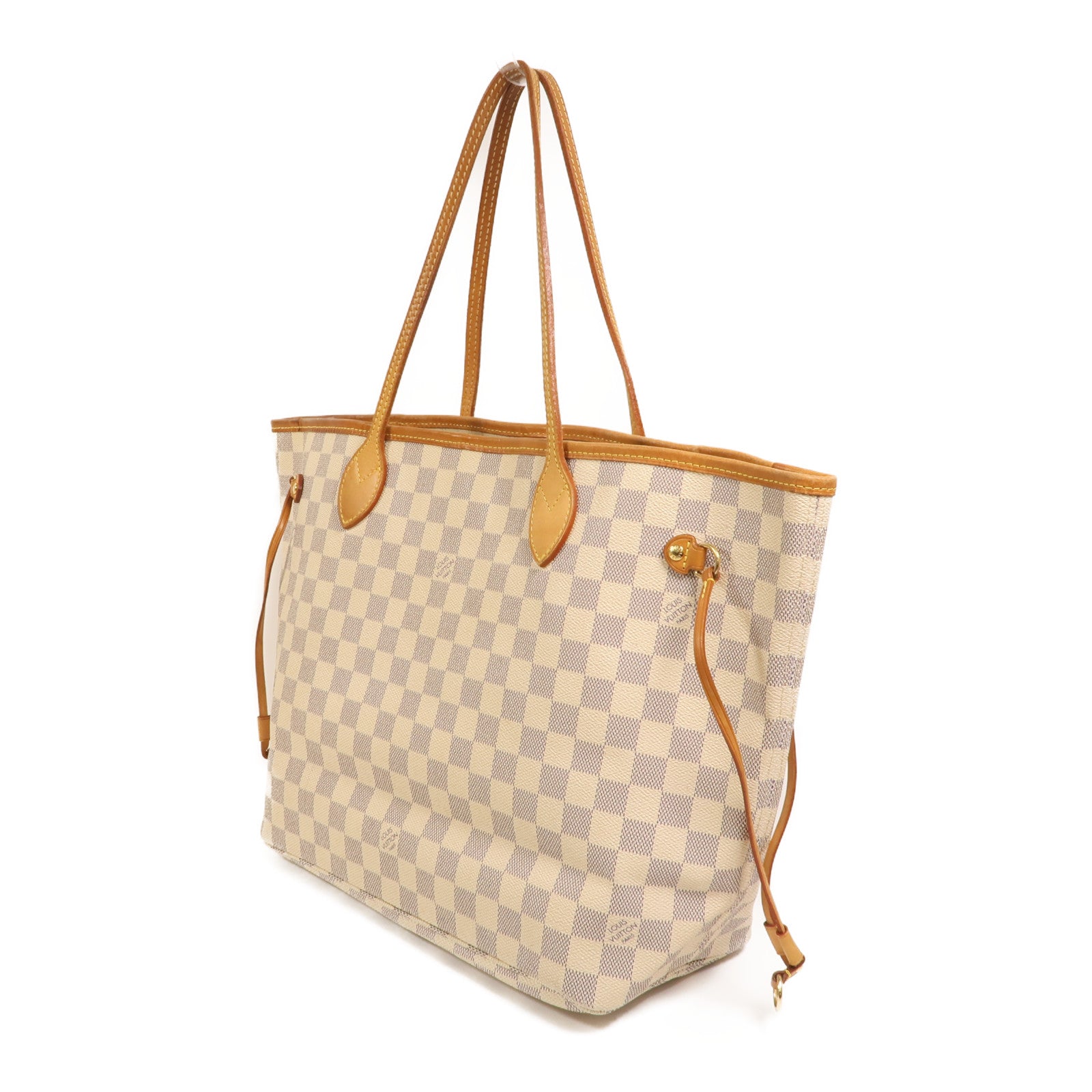 LOUIS VUITTON Damier Azur Neverfull MM金扣手挽袋
