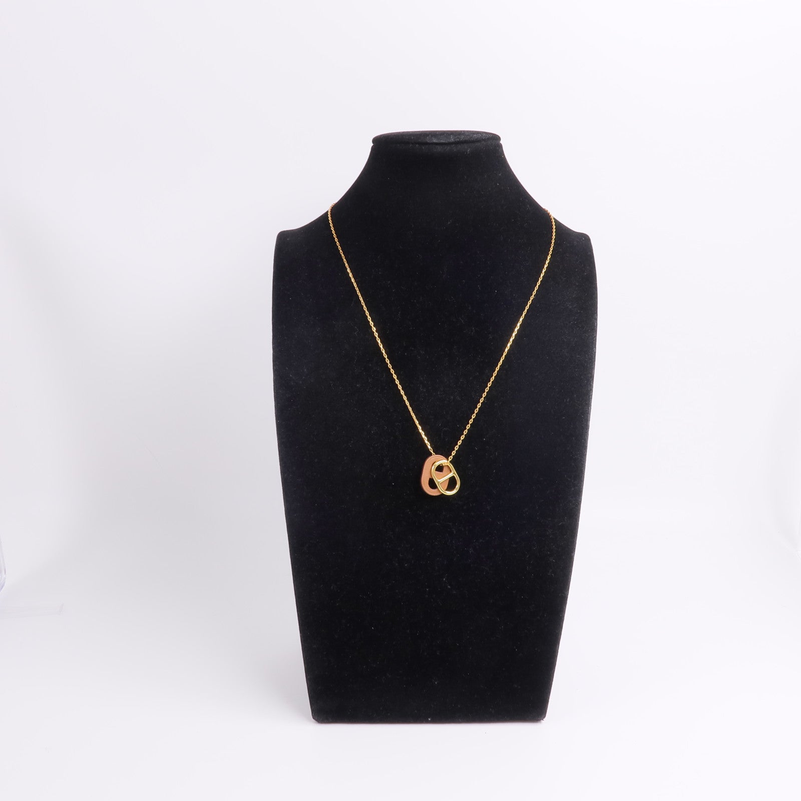 HERMES 金屬/Swift皮革O'Maillon Necklace項鍊Gold