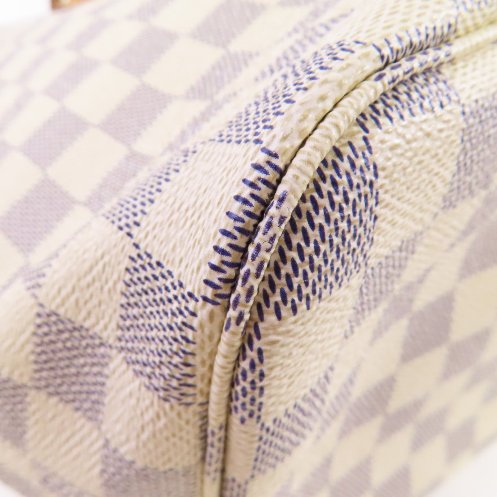 LOUIS VUITTON 【激減優惠】Damier Azur Neverfull MM Tote Bag金扣肩背袋米白色