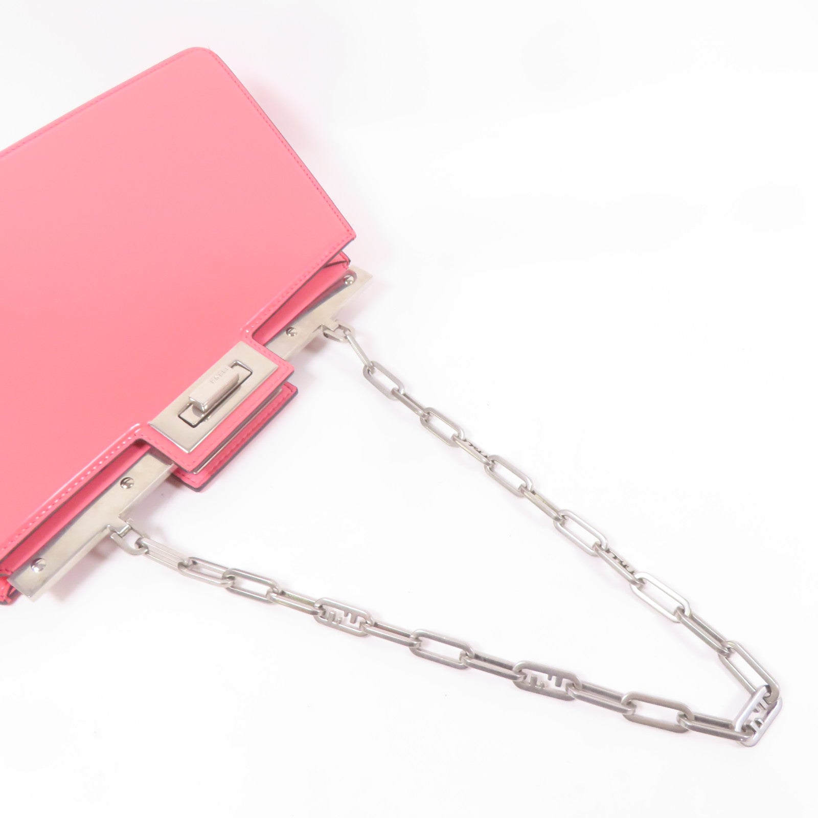 FENDI SHW Peekaboo Cut Shoulder Bag Leather Pink