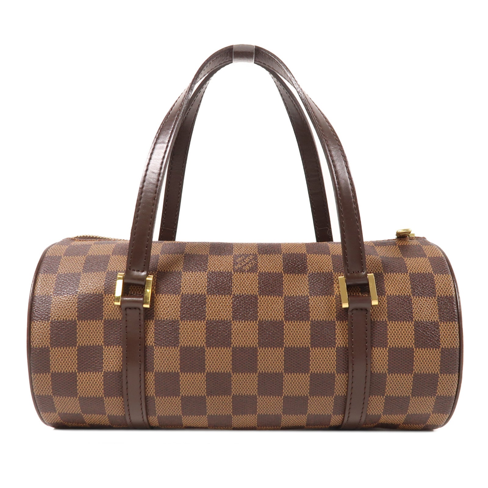 LOUIS VUITTON Damier Papillon PM金扣手挽袋棕色