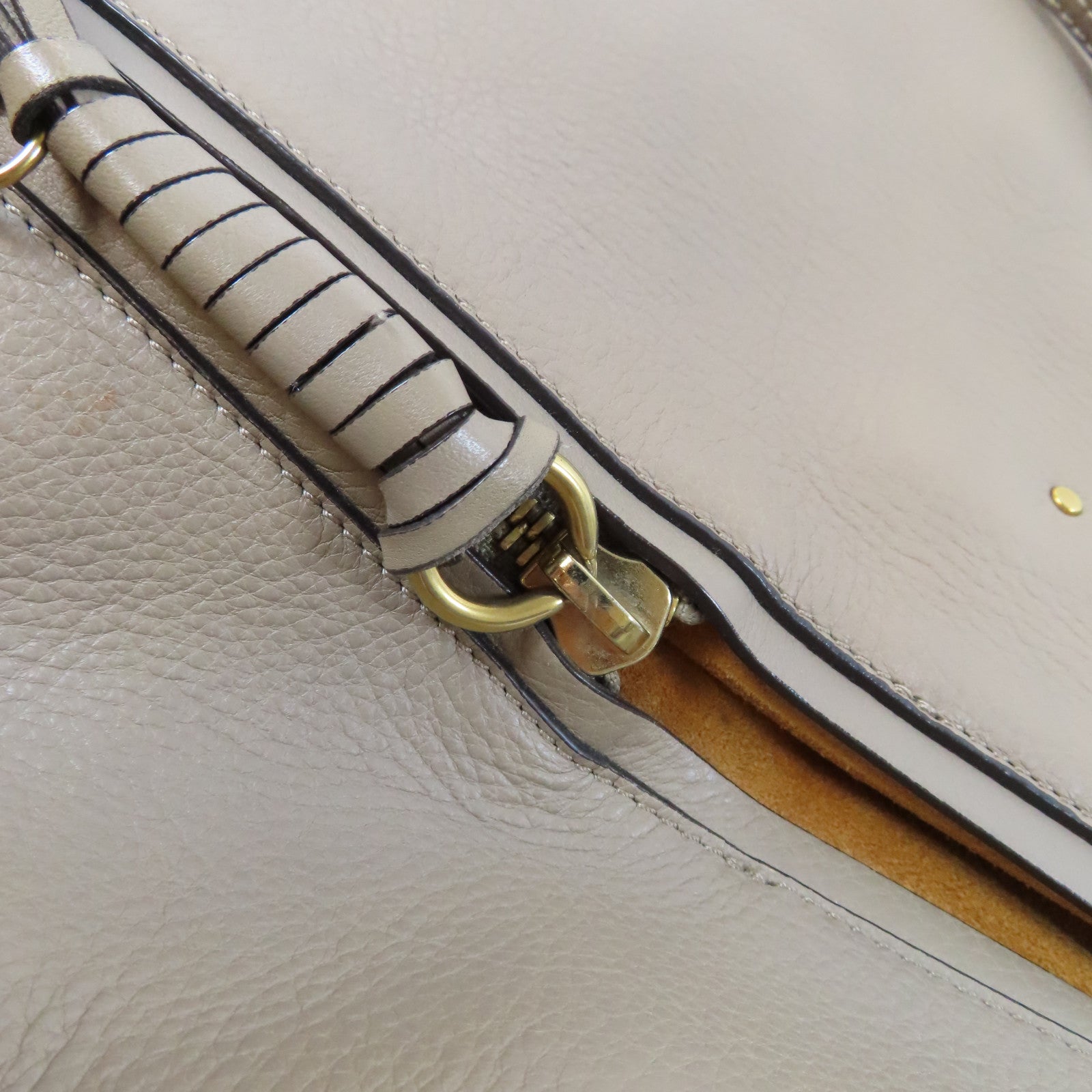 Chloe 【激減優惠】牛皮皮革Shoulder Bag金扣肩背袋米色/啡色