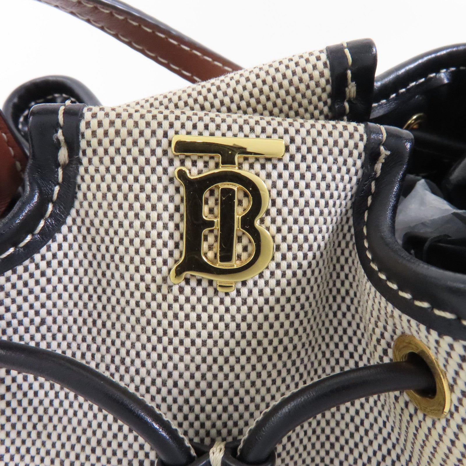 BURBERRY 帆布Drawstring Shoulder金扣手挽肩背兩用袋黑色