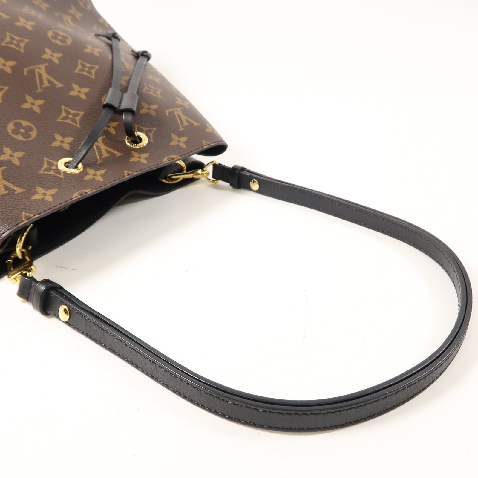 LOUIS VUITTON Monogram Neo Noe MM金扣肩背袋啡色/黑色