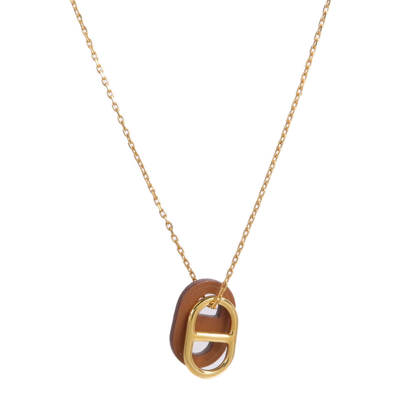 HERMES 金屬/Swift皮革O'Maillon Necklace項鍊Gold