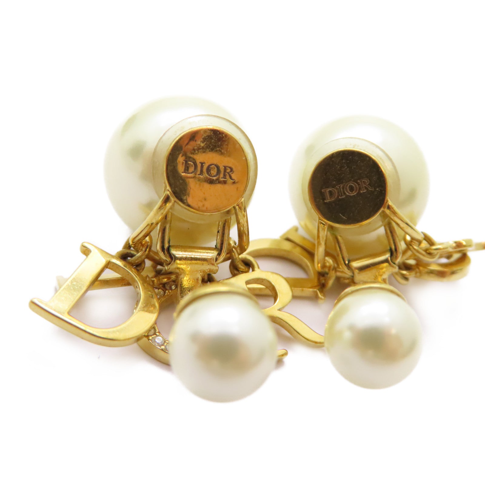 Dior 金屬Earrings耳環白色/金色